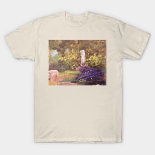 Flowerbed Statue Oil on Canvas Painting T-Shirt